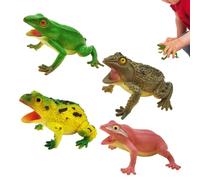Genikeer Fausses Grenouilles - 4 Figurines Animales Réalistes,Petites Grenouilles Douces avec Son | pour Filles dès 3 Ans Décoration Gâteau Anniversaire Bain Jardin Pot de Fleur