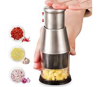 Genikeer Hachoir À Ail Pressé - Presse-ail Manuel en Acier INOX Multifonctionnel - Coupe Ail Et Oignon Manuel Hachoir Legumes, Ecrase Ail Manuel, Presse Ail INOX, Pressed Garlic Chopper