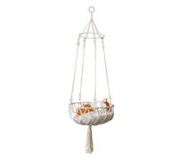 Genikeer Hamac pour Compagnie 30/40 cm Hamac en M-a-c-r-a-m-é pour Chat pour Fenêtre Ou Plafond, Hamacs Tissé À Suspension Boho, avec Pompon, Lit Intérieur Chat pour, Jouer, Grimper, Se Prélasser