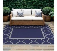 GENIMO Tapis Exterieur Resistant Pluie Terrasse, Reversible Plastique Grand Tapis Extérieur, Tapis de Jardin Exterieur Portable pour Balcon, Camping, Barbecue, 180x275cm, Bleu & Gris
