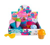 Genio Kids 1 kg de Sable Magique pour les Enfants 2 Couleurs de Sable avec 8 Moules Kit Cupcake et Glace avec Accessoires, Cupcakes and Ice Cream Jouet Cinétique (Classique)