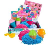 Genio Kids 1 kg de Sable Magique pour les Enfants 2 Couleurs de Sable avec 8 Moules Kit Cupcake et Glace avec Accessoires, Cupcakes and Ice Cream Jouet Cinétique (Nouveau)