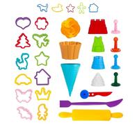 Genio Kids Accessoires pour Sable Magique et Pâte à Modeler Outils Modelage 30 Pièces Activité pour Enfant Moules pour les Jeux Cinétique, Pâte à Modeler, Plastiline, Argile (Nouveau)