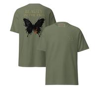 Geniogoods Clair Obscur Expedition 33 T-shirt inspiré par les fans de papillon fantaisie - Design narratif émotionnel pour joueurs, conventions et streetwear, vert militaire, L