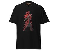 Geniogoods T-shirt inspiré d'Assassin's Creed Shadows, œuvre d'art Naoe Samurai fabriquée en fan avec silhouette rouge et noire, esthétique guerrier japonais pour les joueurs, Noir , S