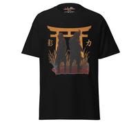 Geniogoods T-shirt inspiré d'Assassin's Creed Shadows, œuvre d'art Samurai of Shadows fabriquée en fan avec motif Torii Gate, guerrier japonais et esthétique Shinobi pour joueurs, Noir , M