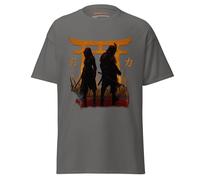 Geniogoods T-shirt inspiré d'Assassin's Creed Shadows, œuvre d'art Samurai of Shadows fabriquée en fan avec motif Torii Gate, guerrier japonais et esthétique Shinobi pour joueurs, charbon, M