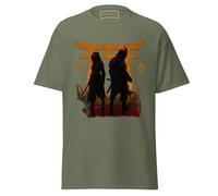Geniogoods T-shirt inspiré d'Assassin's Creed Shadows, œuvre d'art Samurai of Shadows fabriquée en fan avec motif Torii Gate, guerrier japonais et esthétique Shinobi pour joueurs, vert militaire, S