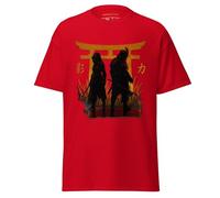 Geniogoods T-shirt inspiré d'Assassin's Creed Shadows, œuvre d'art Samurai of Shadows fabriquée en fan avec motif Torii Gate, guerrier japonais et esthétique Shinobi pour joueurs, Rouge, M