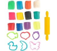 GenioKids Kit de Pâte à Modeler Bio - Comestible pour Bébé 12 Pièces 0,65 kg avec 7 Accessoires Argile Autodurcissante Pate pour Enfant Rentrée Scolaire (Nouveau)