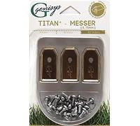 Genisys Kit de lames de rechange pour robot tondeuse Husqvarna Automower/Gardena avec vis (titane ou acier inoxydable, 0,45 mm ou 0,75 mm, kit de 9 ou 90 pièces) 18 Titan (0.45mm)