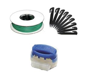 Genisys Kit de réparation de câble de Tondeuse Robot connecteur à Crochet Compatible avec Les Pinces de piquets de câble périphérique Tondeuse Gardena sileno - QG 2021, Set:25m+50H+8V