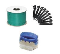 Genisys Kit d'extension pour Robot Tondeuse à Gazon, Serre-Fils, Pinces Compatible avec Florabest FMR 600 A1 Le connecteur de Crochet de câble de délimitation - HQ 2023, Set:100m+100H+6V