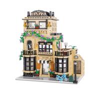 Geniteen Ensemble de Blocs de Construction Café, Kit de Blocs de Construction Café à 3 Étages, Jouet Modulaire Créatif pour Construire Une Maison Café