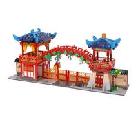 Geniteen Ensemble de Blocs de Construction d'architecture Chinoise, série 1 de la Dynastie Tang, kit de modèle, Enfants et Adultes, Cadeau d'anniversaire, de Noël Pavillon Arc-en-Ciel croisé