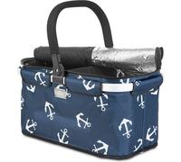 Genius 06941 Panier à provisions Genius Falko Duo, bleu foncé avec ancres blanches Tissu bleu foncé, blanc