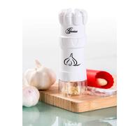 Genius Garlic Press Presse-ail G5 3 pièces avec récipient de récupération et couvercle, hachoir à ail, coupe-ail, passe au lave-vaisselle, facile à nettoyer, blanc