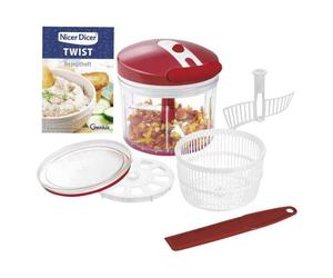 Genius A29188 Ustensile Pour Râper Et Émincer Rouge, Transparent Et Blanc