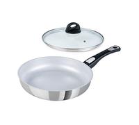 Genius Cerafit Poêle à frire en acier 28 cm + couvercle en verre - Poêle en céramique compatible avec le four avec revêtement anti-adhésif anti-rayures | Poêle à induction avec poignée amovible pour