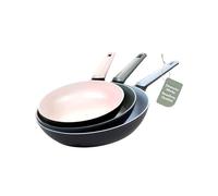 Genius Cerafit Trend Pastell Edition Lot de 3 poêles de 20 cm, 24 cm, 28 cm, compatibles avec l'induction, pour rôtir la viande, les légumes, les crêpes, les crêpes