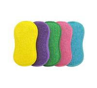 Genius Éponges en microfibre 2 en 1, éponge à vaisselle réutilisable, côté doux pour enlever les taches/polissage/séchage de la vaisselle, côté rugueux pour enlever la saleté tenace, multicolore