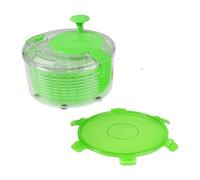 Genius Essoreuse à salade 4 pièces, capacité de 2,4 l, avec couvercle fraîcheur transparent, blanc, vert, antidérapant, 2 en 1, pour laver à sec, servir