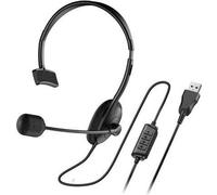 Genius HS-100U Headset, headset, single ear, wired, with microphone, volume control, USB, black