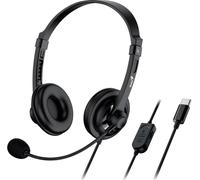 Genius HS-230U, Headset, casque, filaire, avec microphone, contrôle du volume, USB-C, noir
