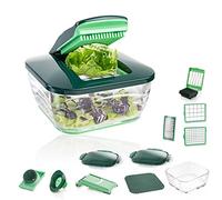 Genius Mandoline Nicer Dicer Chef 18 en 1 Multifunction Professionelle - Coupe-légumes avec bol en verre et coupe-tomates légumes | dés, bâtonnets, tranches, spirales, julienne