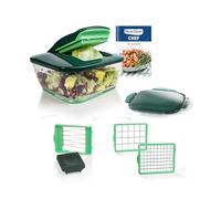 Genius Nicer Dicer Chef 9 pièces + trancheuse tomate légumes - pour une alimentation quotidienne consciente et saine Trancheuse à fruits, coupe-oignons, hachoir à choux, vert