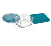 Genius Nicer Dicer Chef Professional Boîte de conservation en verre avec couvercle | Set de 3 accessoires de 2,8 l, avec tapis en silicone, tapis antidérapant, bol de cuisson, passe au four