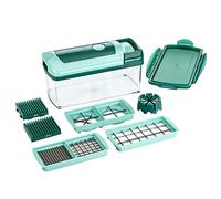 Genius Nicer Dicer Fusion Coupe-Légumes 10 en 1, Émeraude | Lame acier inoxydable 24 mm, 10 pièces, 2500 ml, 28,2 x 13,14 x 14,05 cm, lavage main, empilable