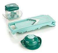 Genius Nicer Dicer Fusion Slicer Set Speed Trancheuse à légumes et concombre - Rabot réglable avec lame en V en acier inoxydable - Mandoline avec coupe-julienne