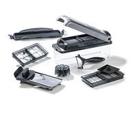 Genius Nicer Dicer Plus A34141 Coupe-légumes, coupe-oignons, frites, fruits - Trancheuse en dés, bâtonnets, couper, éplucher, conserver, argenté/noir