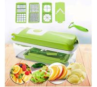 Genius Nicer Dicer Smart 12 Pièces en Vert, Coupe-Légumes pour Cubes, Bâtonnets, Tranches et Lanières