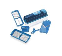 Genius Nicer Dicer Smart Coupe-Légumes Manuel, Bleu | 6 pièces, acier inoxydable G-NOX, lame courbée, inserts 2 en 1, bac 800 ml, 0,84 kg
