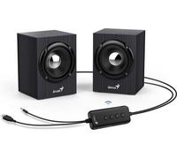 Genius SP-HF385BT, Haut-parleurs, 2.0, 4W, Bluetooth, prise 3.5mm, USB, bois, noir