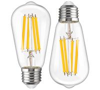 Genixgreen Ampoules LED E27, ST58 12 W Edison, style rétro, globe à filament, blanc chaud 2 700 K, décoratives, équivalent 100 W, 1 521 lm, verre transparent, lot de 2