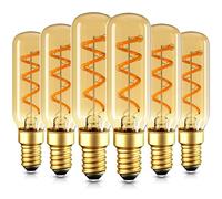 Genixgreen Ampoules LED Edison Vintage E14 T25 3W Blanc Chaud 2200K | Antique à Filament Spiralé, 3W equivalen a 25W, Ampoule Rétro pour Café, Bar, 85MM, Verre Ambré, 150LM, CRI90+, Lot de 6