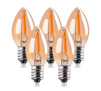 Genixgreen C7 Ampoule LED, 0.5W lumière de bougie Ampoules, Ambre Glow décoratif Edison Night Light LED E14 Candelabra Base de Filament Ampoule Ultra Blanc chaud 2200K non graduables 5 Pack
