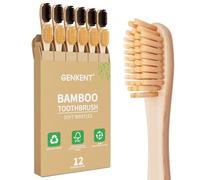 GENKENT Lot de 12 brosses à dents en bambou sans BPA avec poils souples et naturels