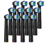 GENKENT Lot de 12 têtes de brosse à dents de rechange compatibles avec les têtes de brosse à dents électrique Oral B Braun Noir