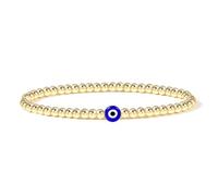 Genkigold Bracelet Chance Mauvais Oeil,Exquis Bracelet en Perles Plaqué Or 18k avec Perle Oeil Bleu - Bracelet Extensible Cadeau pour Meilleurs Amis,Couples,Membres de la Famille,Frères,Sœurs(1 Pièce)