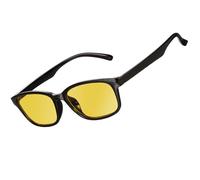 genkigold Lunettes Anti Lumière Bleue pour Ordinateur,TV,Jeux,Femmes & Hommes,Soulagent Fatigue Oculaire Digitale,Yeux Secs,Maux Tête,Vision Floue,Inclut Étui - Noir Brillant-Lentilles Jaunes