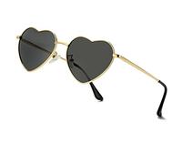 genkigold Lunettes de Soleil Polarisées en Forme de Cœur pour Femmes: Style Mode et Charmant avec Monture en Métal et Verres de Protection UV400, Adaptées aux Concerts et aux Fêtes, Gris