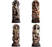 genmaiwodeshisb ROPAGI Lot de 4 statuettes de dieu nordique en résine Panthéons scandinaves