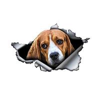 GENMIP Autocollant 3D Auto-adhésif 13CM/17CM, Autocollant De Voiture, Chien Beagle, Animal De Compagnie, Décorations Automobiles Imperméables sur Pare-Chocs Fenêtre Arrière Ordinateur Portable