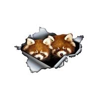 GENMIP Autocollant Drôle En Métal Déchiré Panda Rouge 3D, Autocollant Graphique Animal De Voiture, Accessoires De Voiture, Décalcomanie En Vinyle PVC 13cm X 9cm
