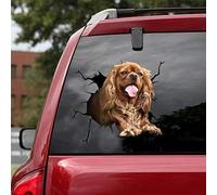 GENMIP Lot De 2 Autocollants Réalistes pour Voiture Cavalier King Charles Spaniel pour Vitres De Voiture, Murs, Série 64, Taille 20,3 X 20,3 Cm