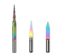 Genmitsu EM03A Lot de 3 fraises à queue conique en forme de V, revêtement chromatique CNC, tige 1/8" (3,175 mm), pour usinage CNC 3D